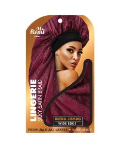 Ms Remi Lingerie Silky Satin Braid Ultra Jumbo Wide Edge Burgundy 3685