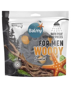 Bath Pouf For Men With Woody Scented Soap Pieces