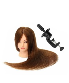 Synthetic Silky Hair Training Head With Clamps 