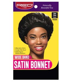 Wide Band Satin Bonnet Black HSA04
