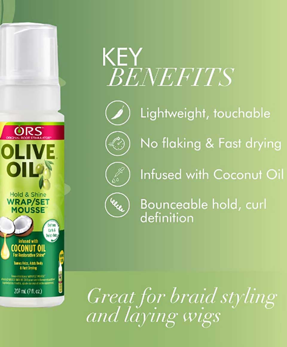 styling mousse ORS Olive Oil Hold And Shine Wrap Set Mousse