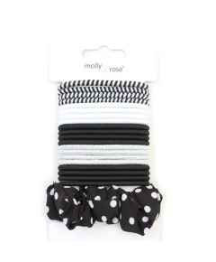 Black And White Elastics And Scrunchie Set 9320